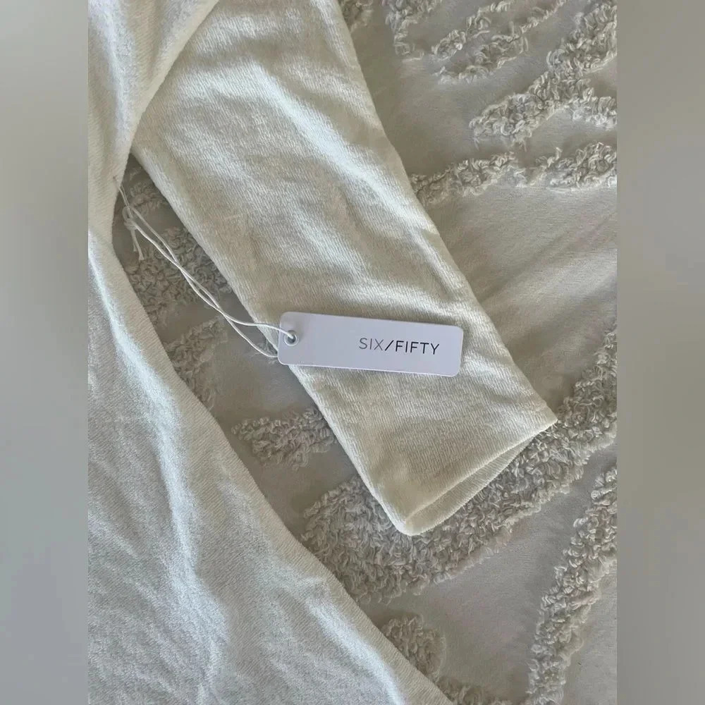 Six/Fifty White Off-Shoulder Long Sleeve Tee - Picture 2 of 5